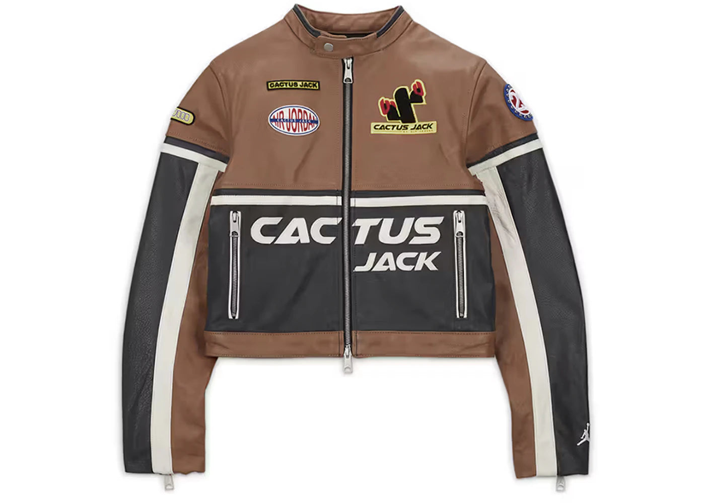 Jordan x Travis Scott Cactus Jack Women's Leather Jacket-Archaeo Brown