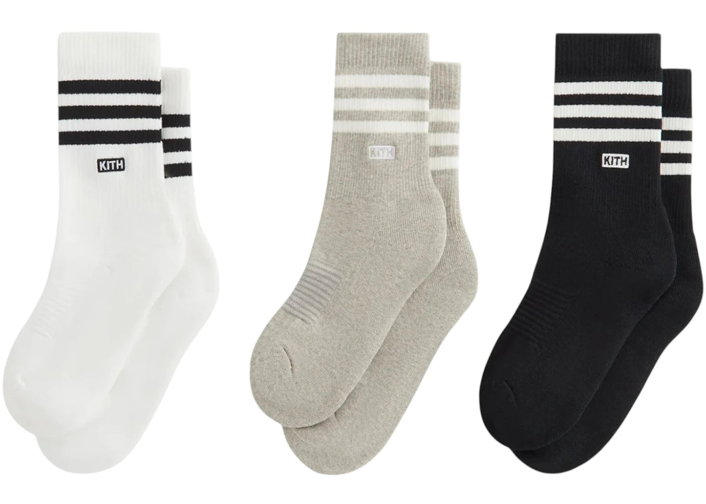 Chaussettes de football Kith x adidas (lot de 3) - Blanc/Gris/Noir