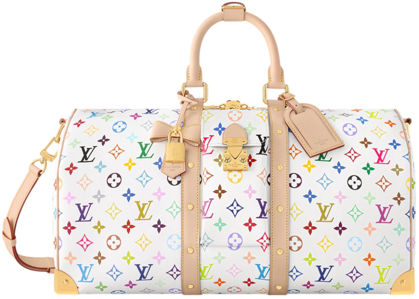 Sac bandoulière Keepall-45 blanc multicolore Louis Vuitton x Takashi Murakami