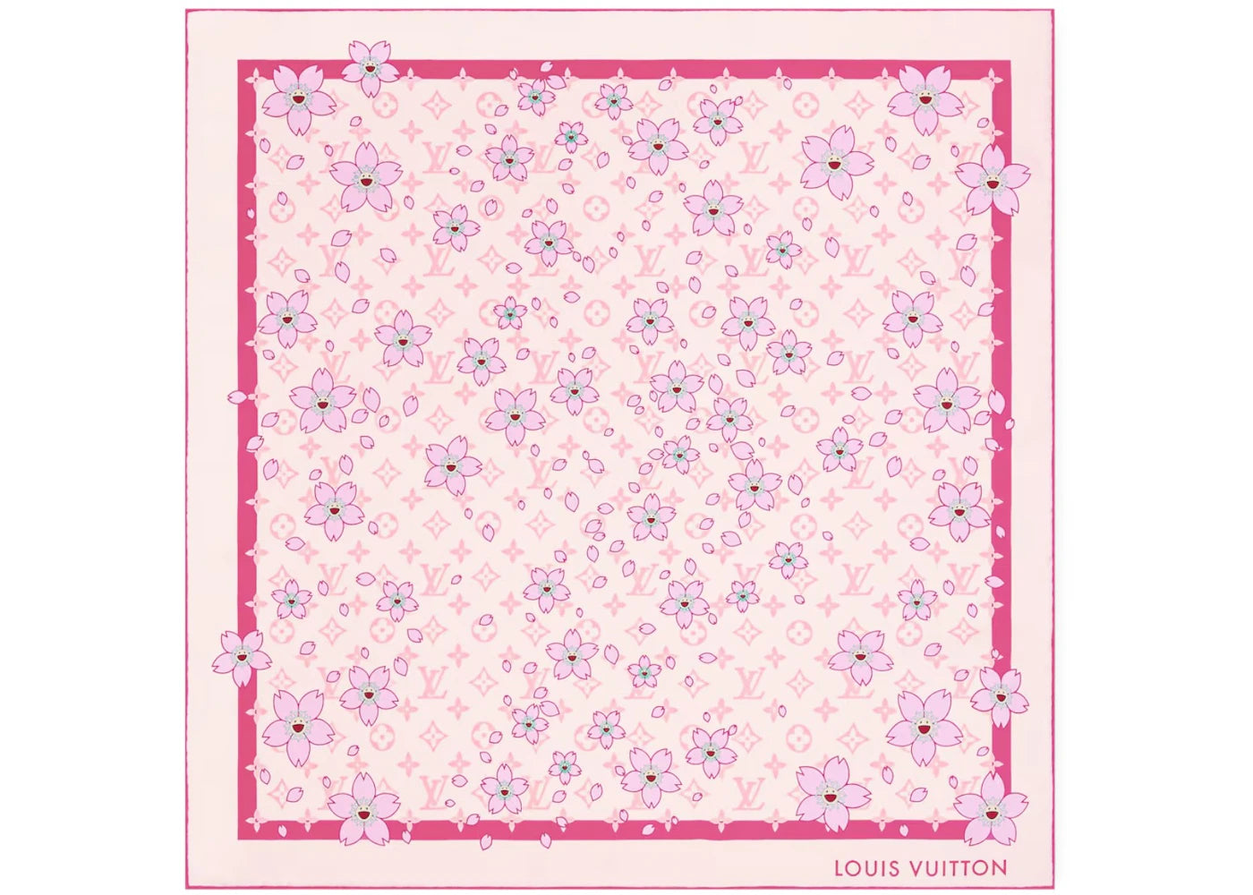 Louis Vuitton x Takashi Murakami Monogram Fleur de Cerisier Carré 70 Rose