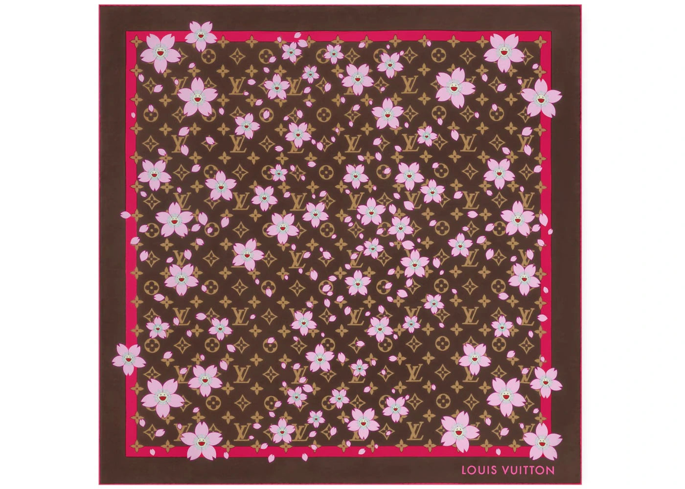 Louis Vuitton x Takashi Murakami Monogram Cherry Blossom Square 70-Sakura Brown