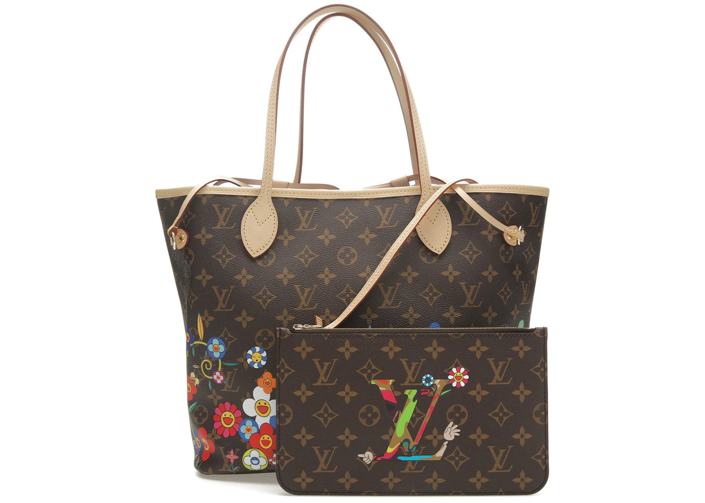 Louis Vuitton x Takashi Murakami Neverfull-MM Superflat Monogram