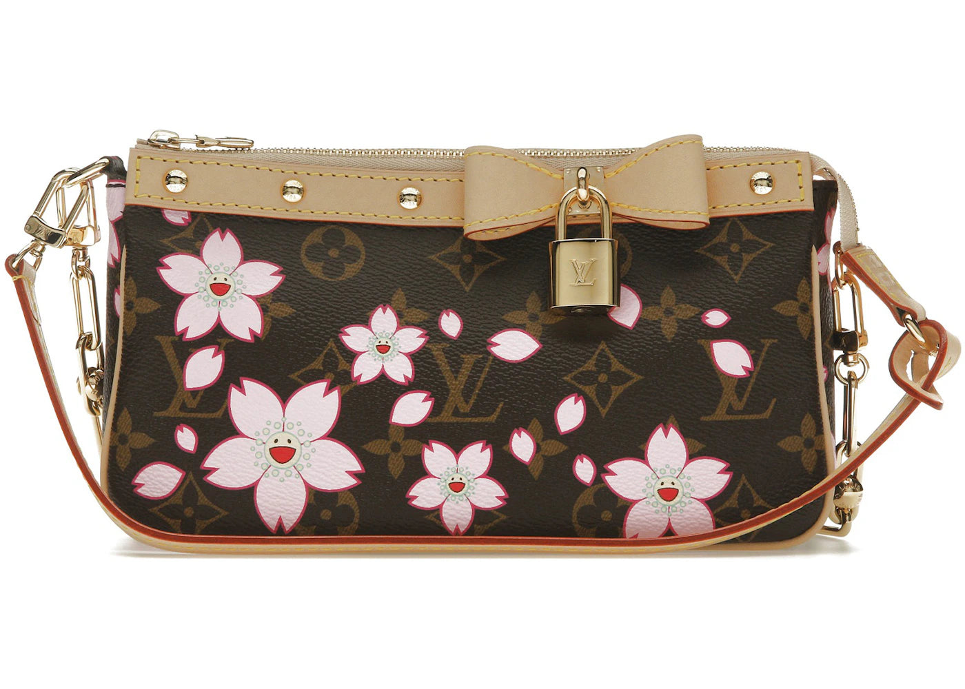 Louis Vuitton x Takashi Murakami Cherry Blossom Pochette Accessoires Sakura Brown - main view