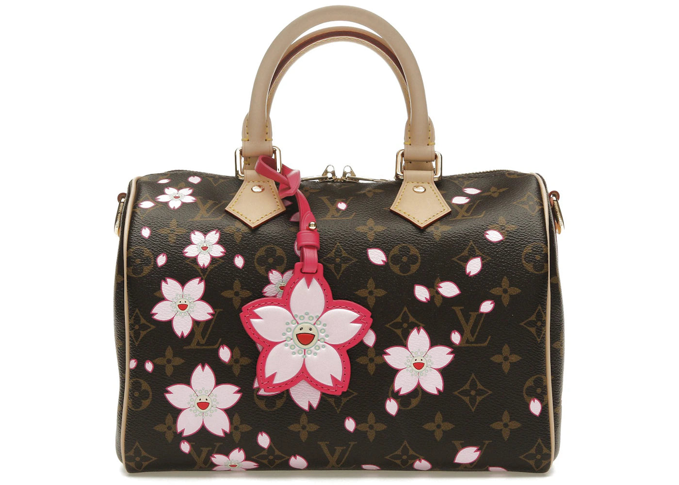 Louis Vuitton x Takashi Murakami Cherry Blossom Speedy Bandouliere 25 Sakura Brown - main view