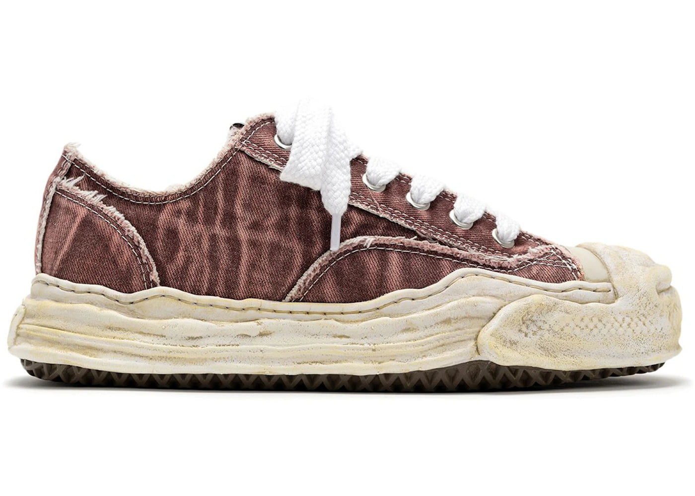 Maison Mihara Yasuhiro Hank OG Sole Bleach-Wash Denim Canvas Low Bordeaux