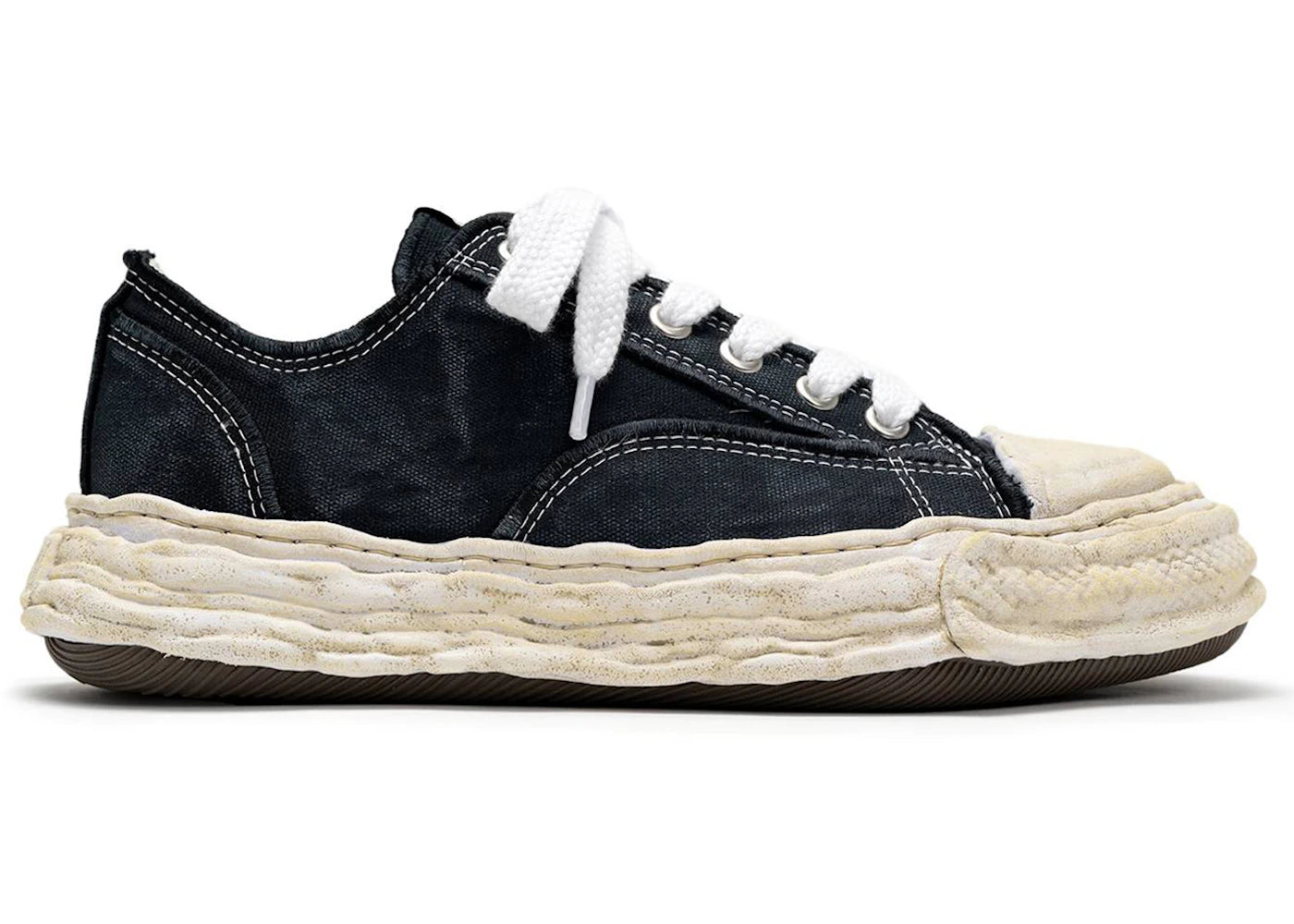 Maison Mihara Yasuhiro Peterson 23 OG Sole Vintage Effect Embroidered Canvas Low Black White