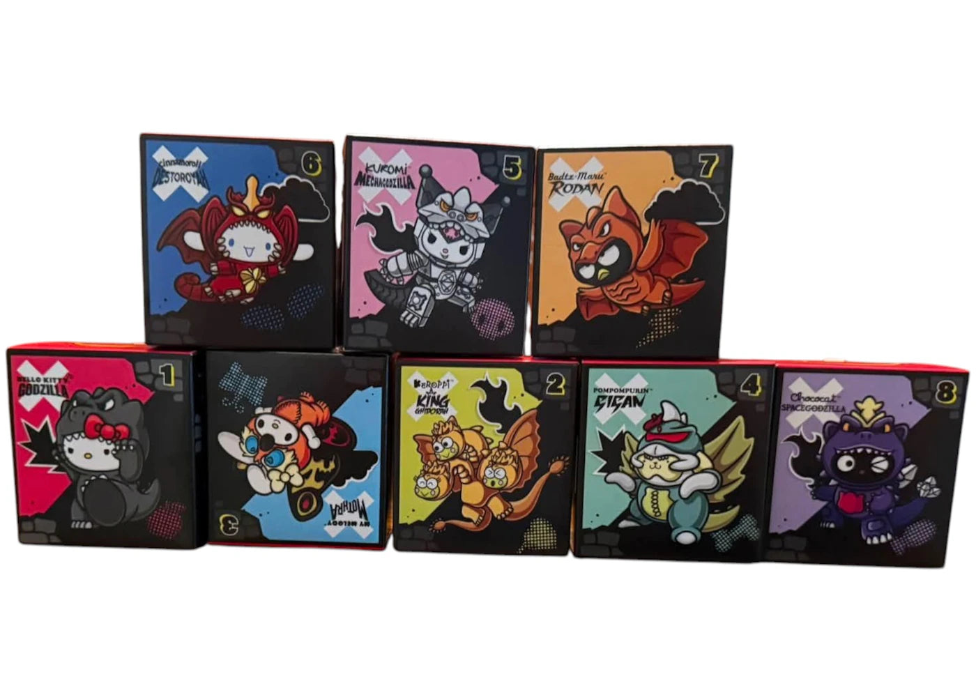 McDonald's Hello Kitty Godzilla Happy Meal Toys Complete Set - main view