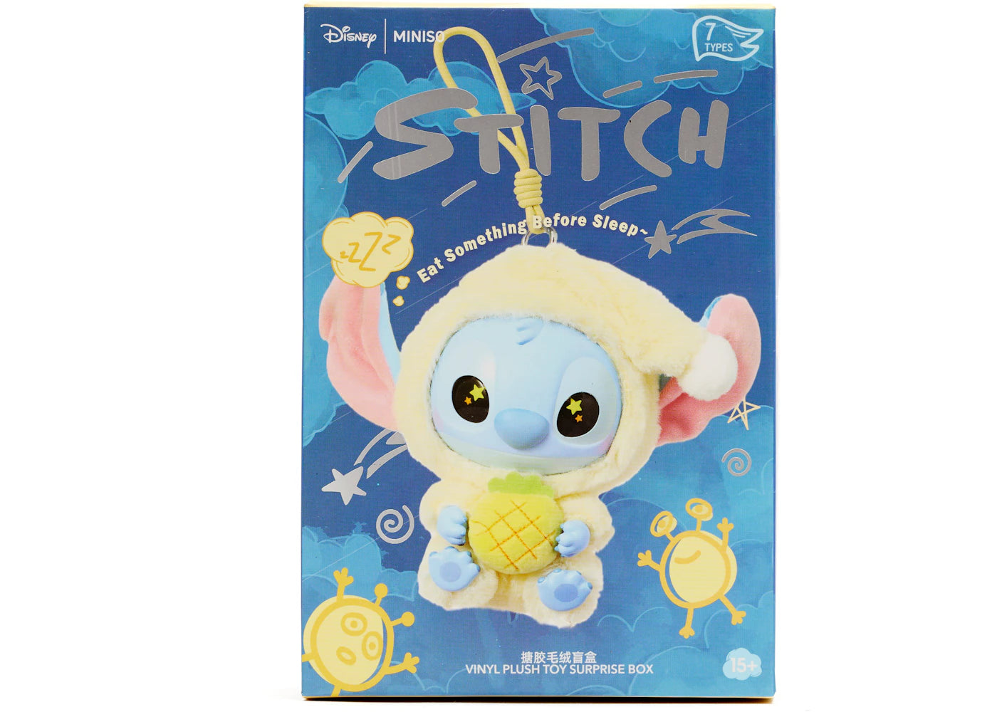 Miniso Top Toy Disney Stitch Eating Something Before Sleep Plush Keychain Single Blind Box - main view