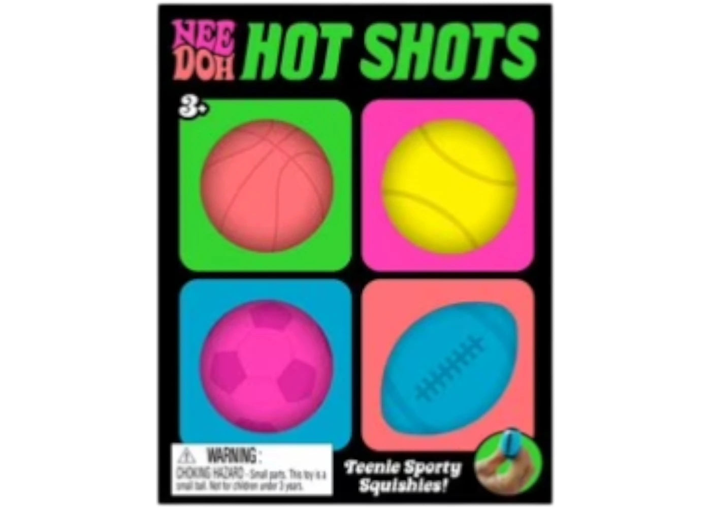 NeeDoh Schylling Teenie Hot Shots Squishy Fidget Toy Set of 4 Orange/Green/Pink/Blue - main view