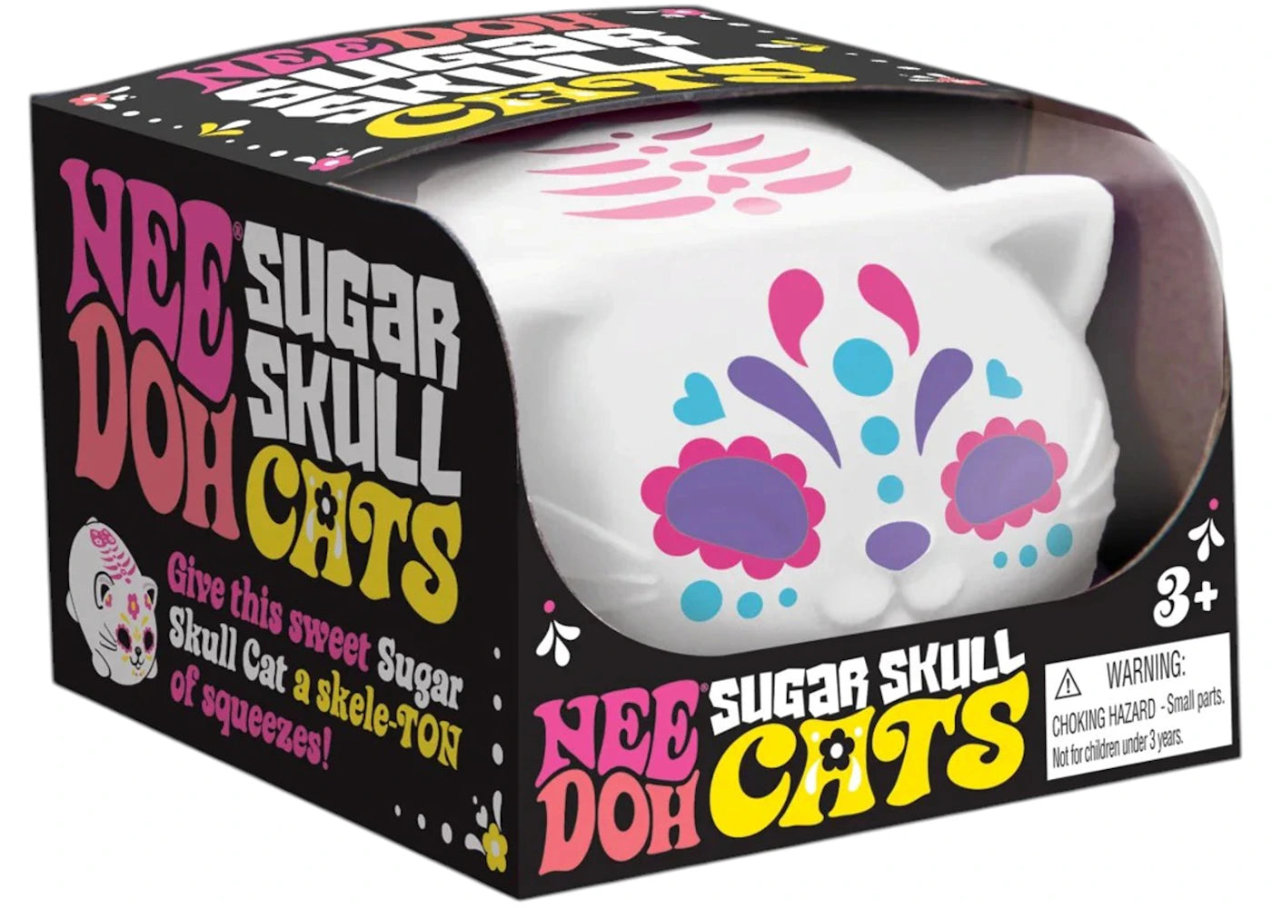 NeeDoh Sugar Skull Cool Cats Squishy Fidget Toy Pink - main view