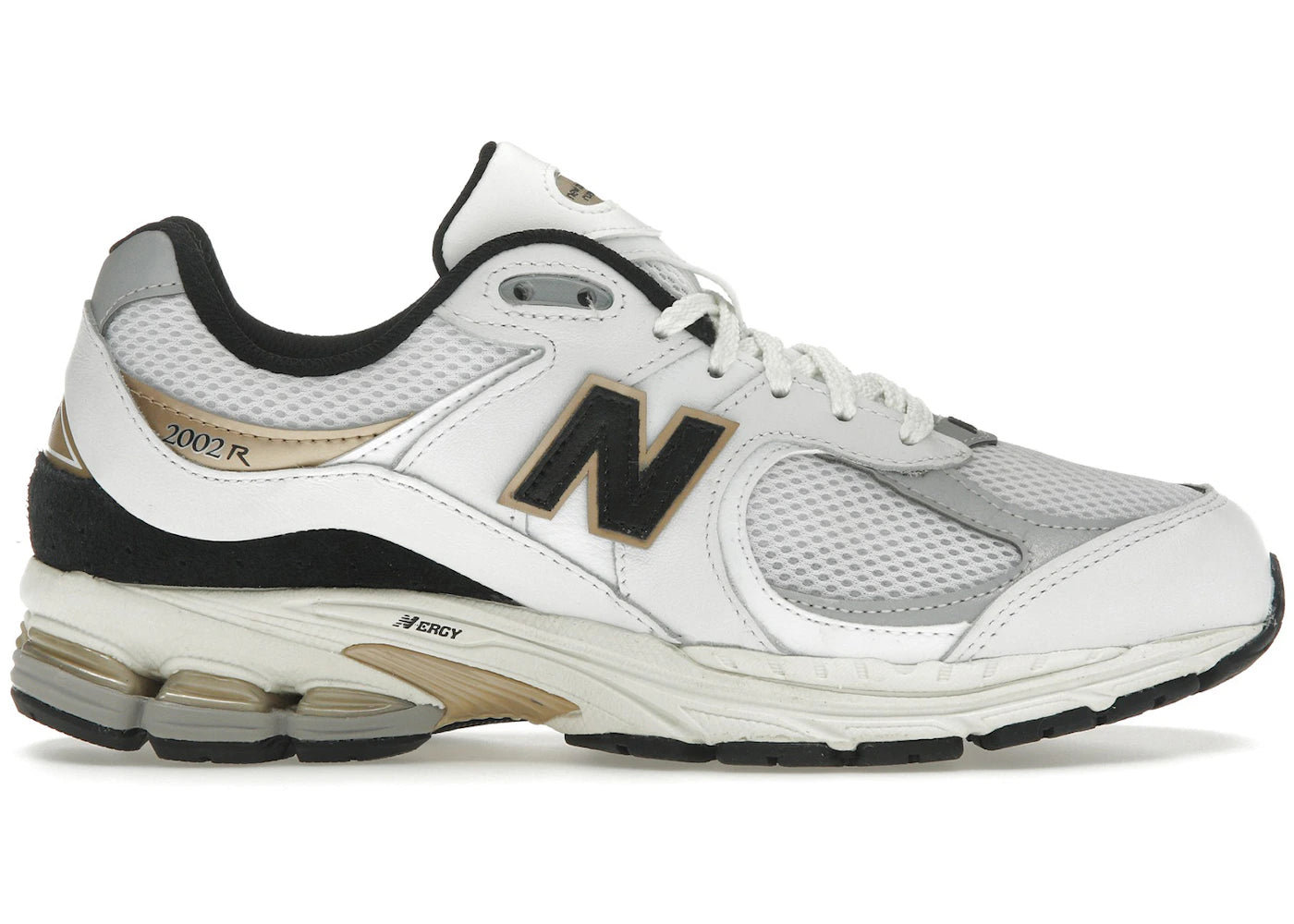 New Balance 2002R-White Black Gold Metallic