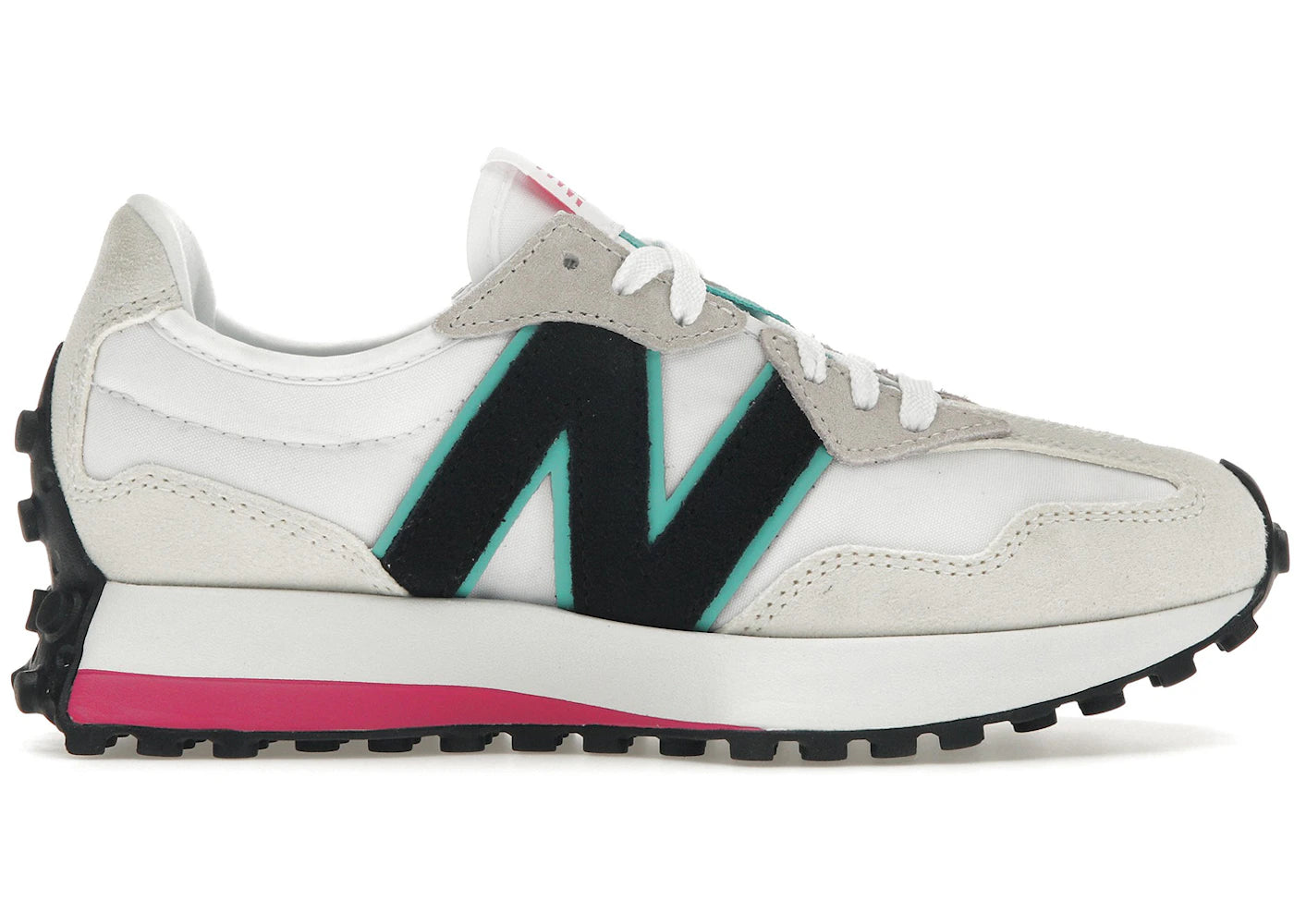 New Balance 327 - Blanc Gris Noir Rose clair (Femme)