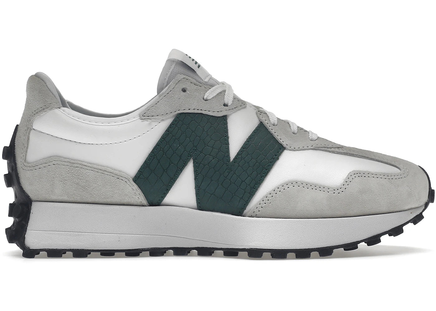 New Balance 327-White Nightwatch Green (Women's)