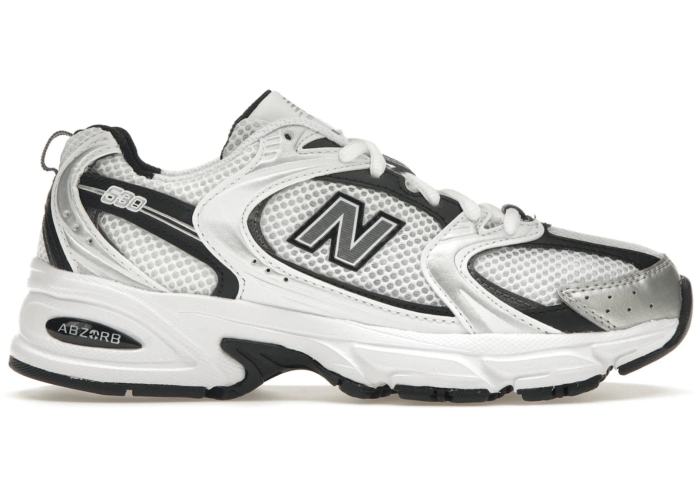 New Balance 530-White Silver Metallic Black