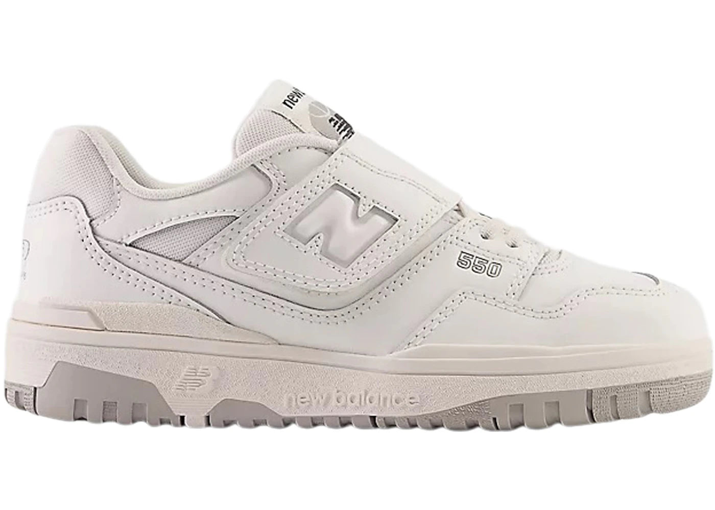 New Balance 550 à bride supérieure élastique, blanc et gris