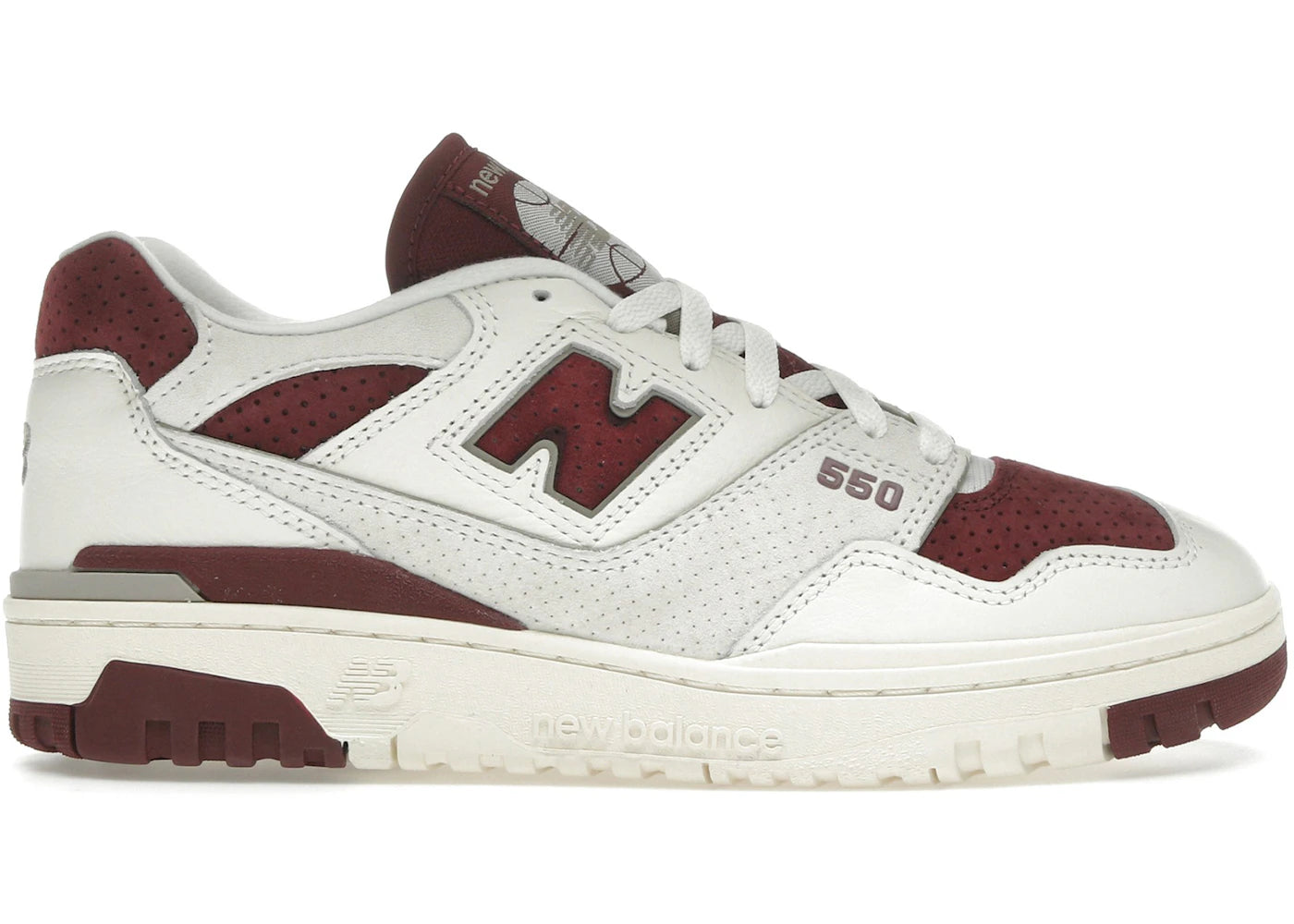 New Balance 550-Sea Salt Classic Crimson