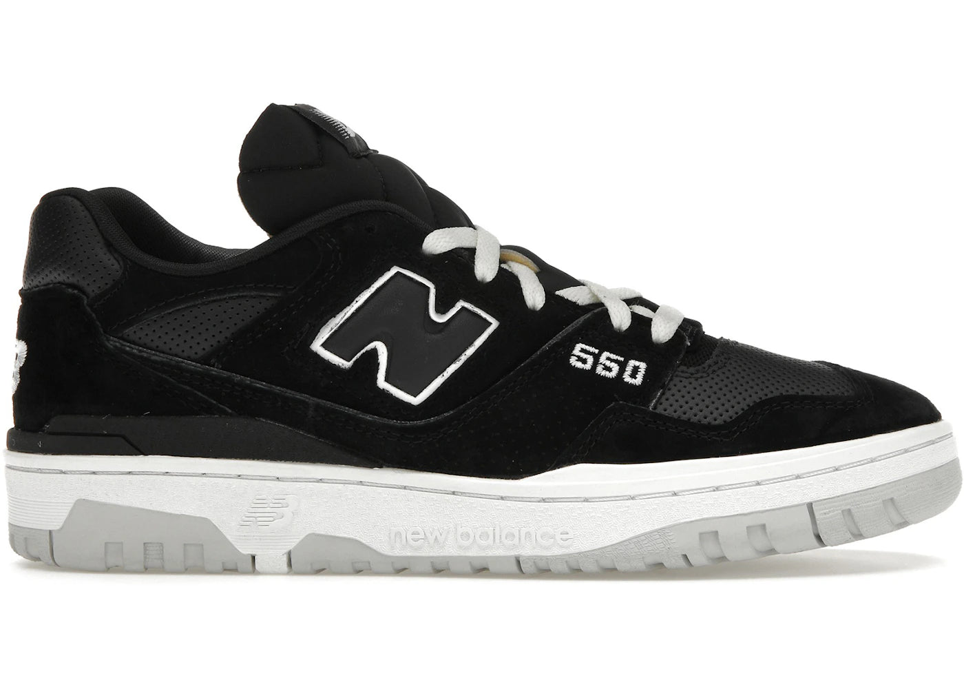 New Balance 550-Suede Perforated Leather Black White
