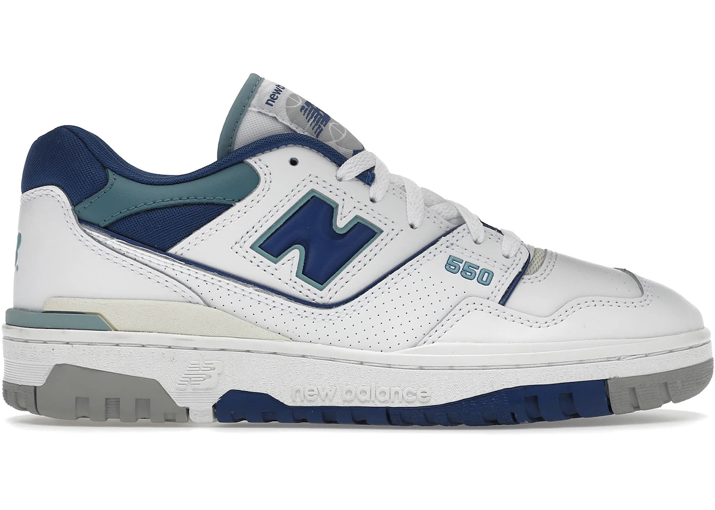 New Balance 550 - Blanc et bleu rainuré