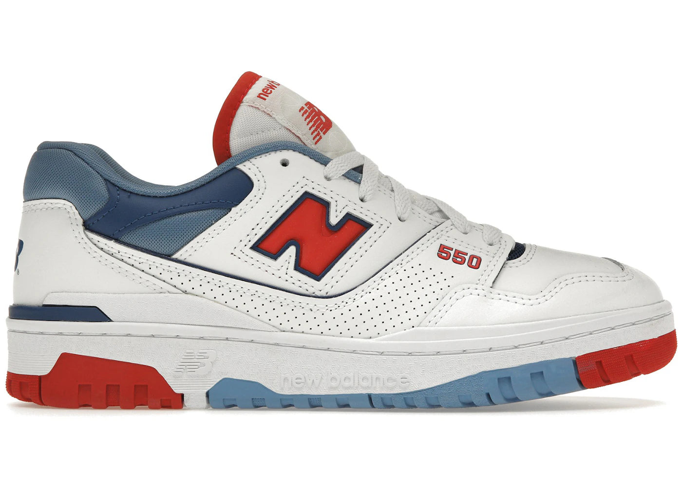 New Balance 550-White True Red Atlantic Blue