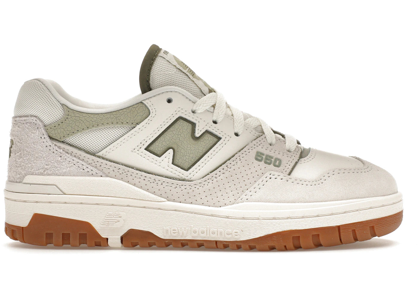 New Balance 550 - Semelle gomme olive blanche (Femme)