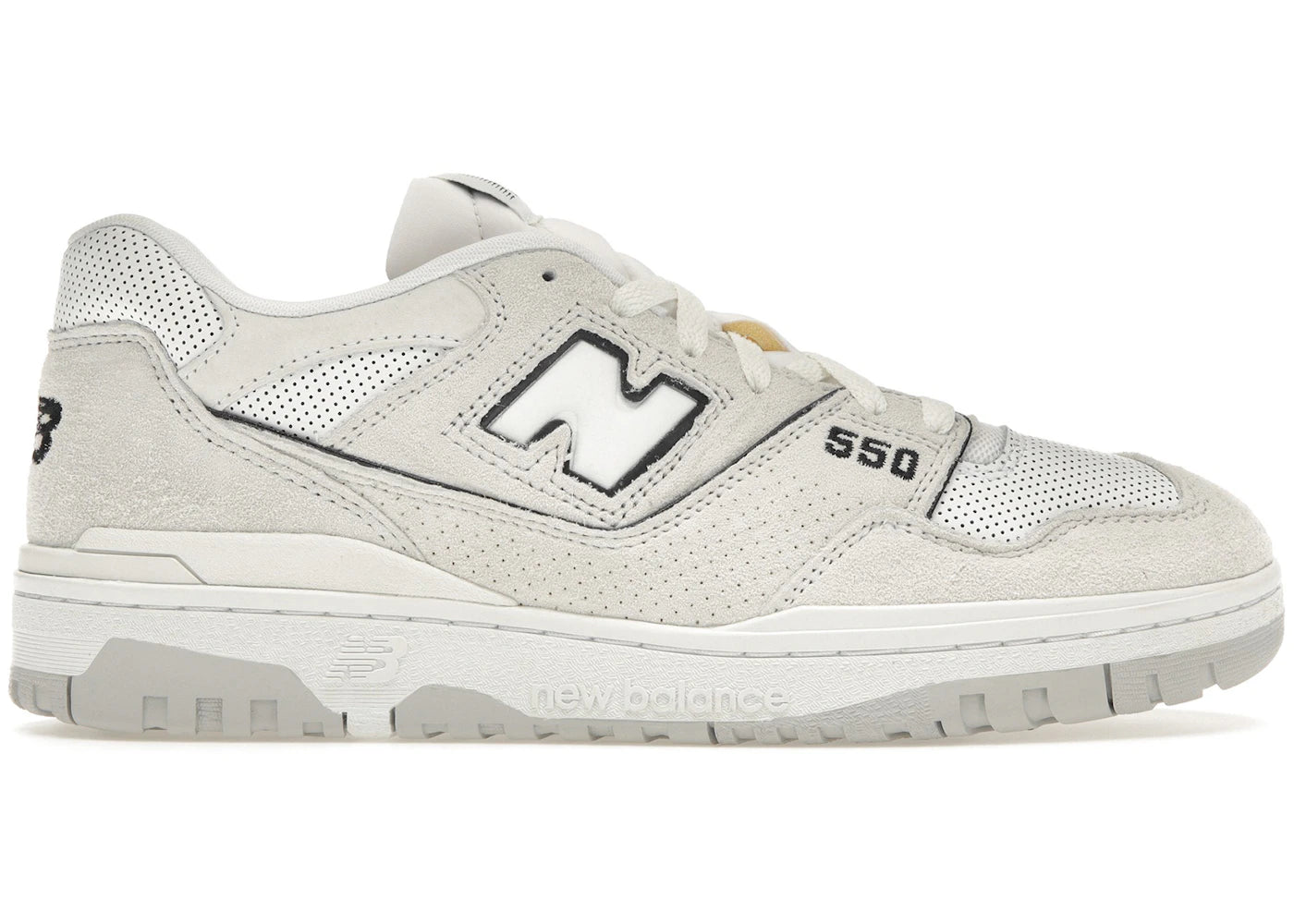 New Balance 550-White Perforated Leather Black