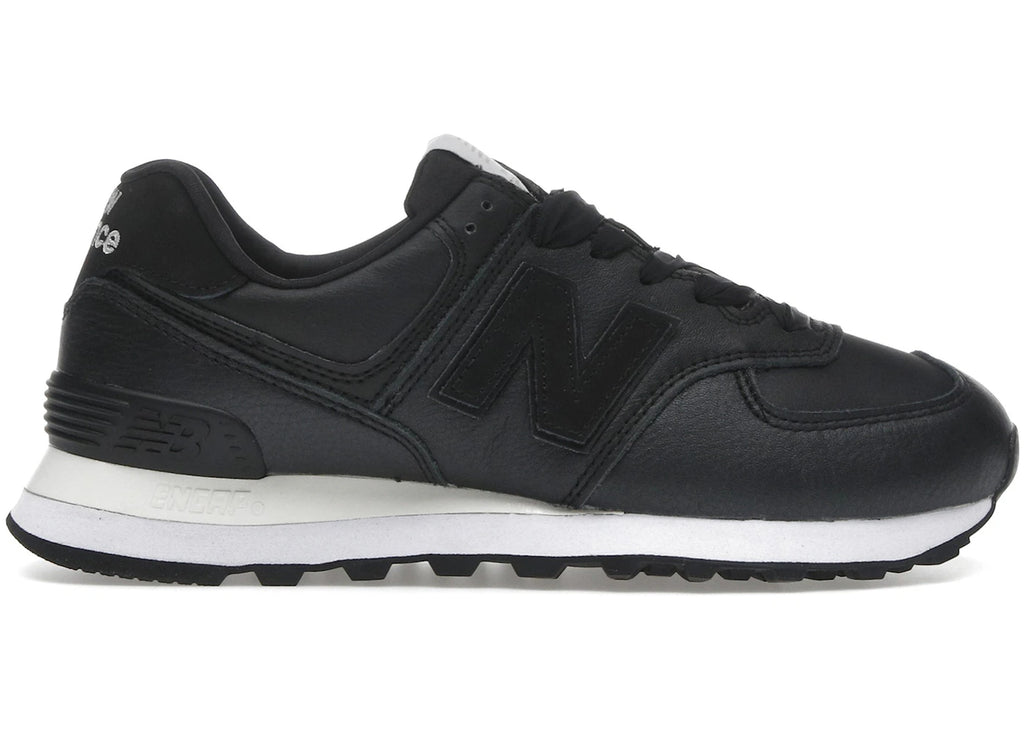 New Balance 574 Black Leather White