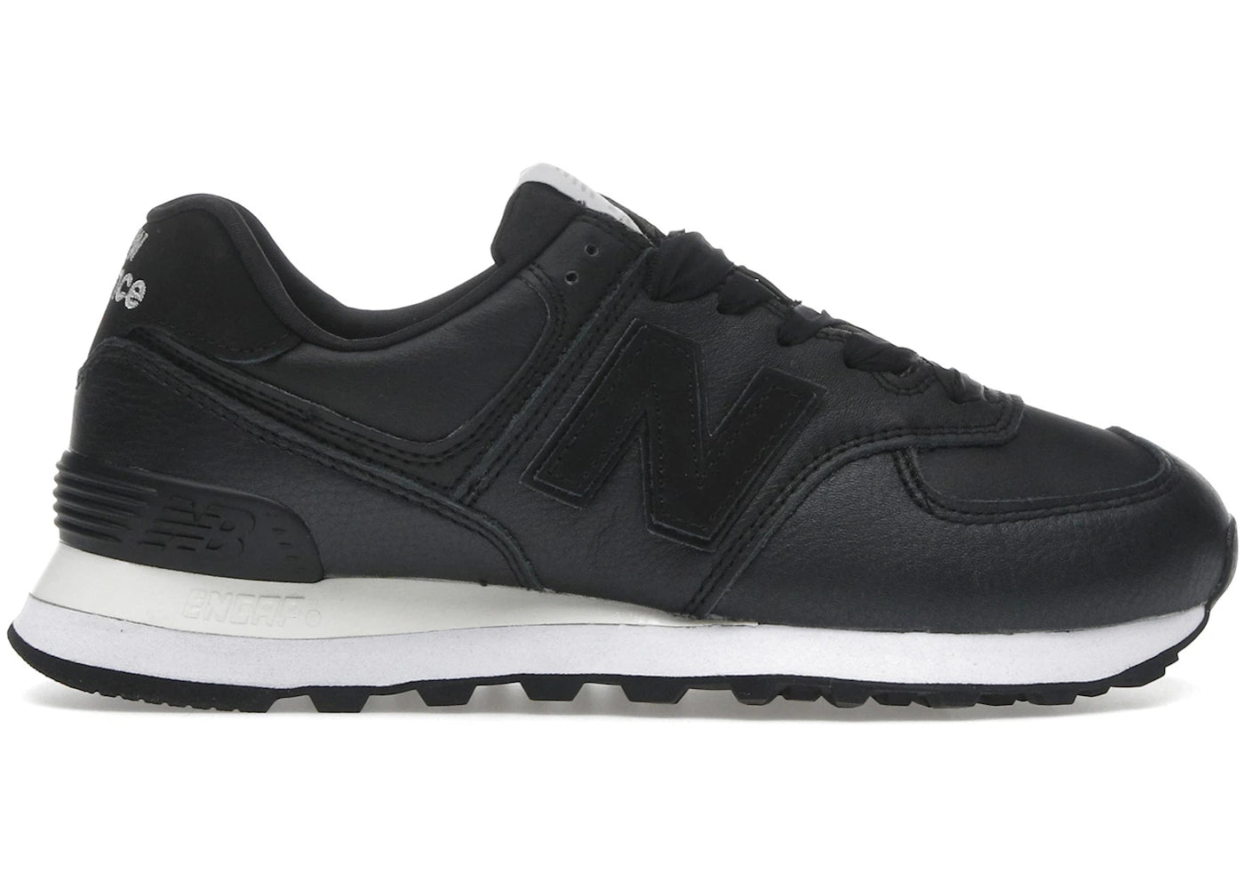 New Balance 574 Black Leather White