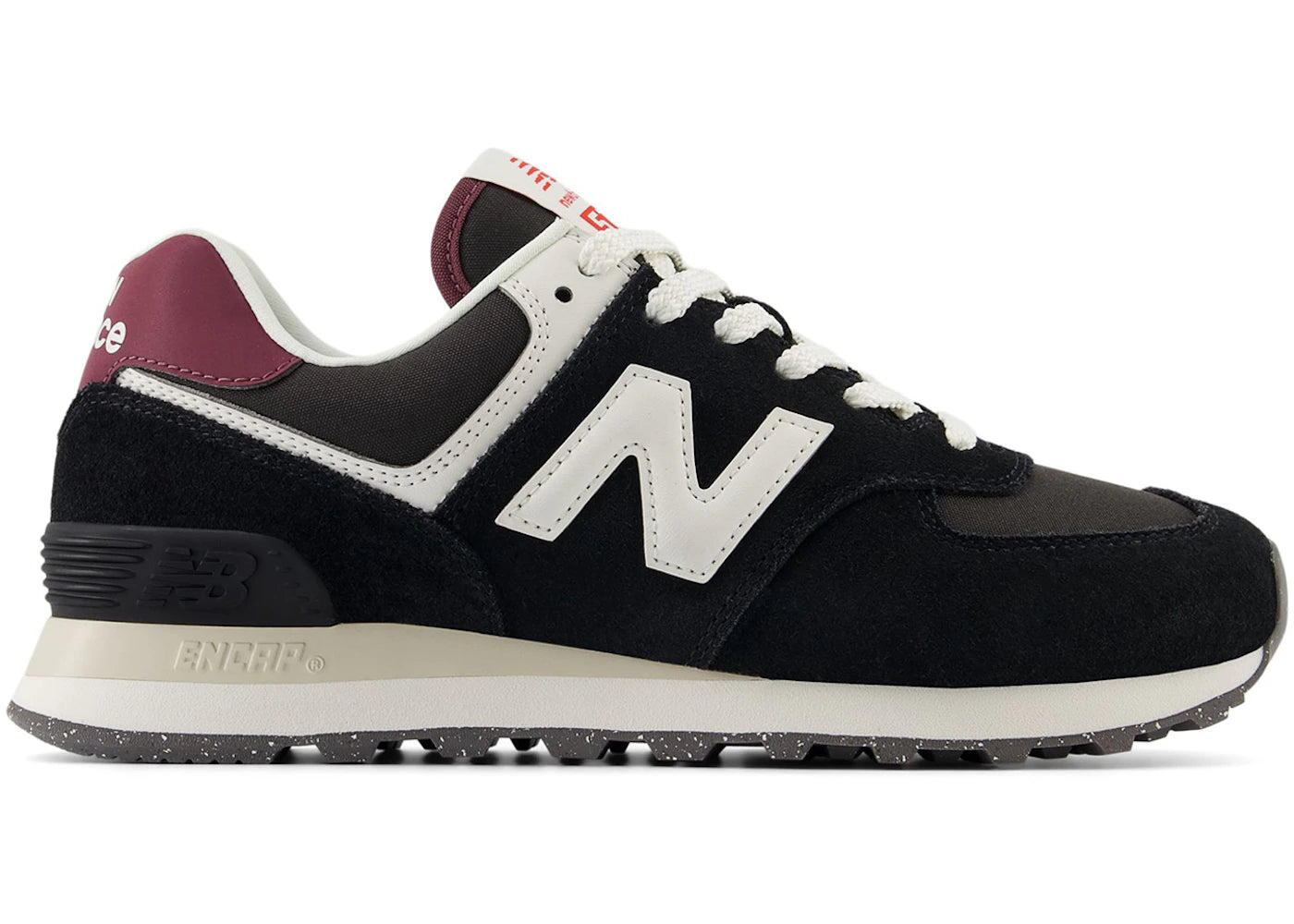 New Balance 574 Black White Burgundy
