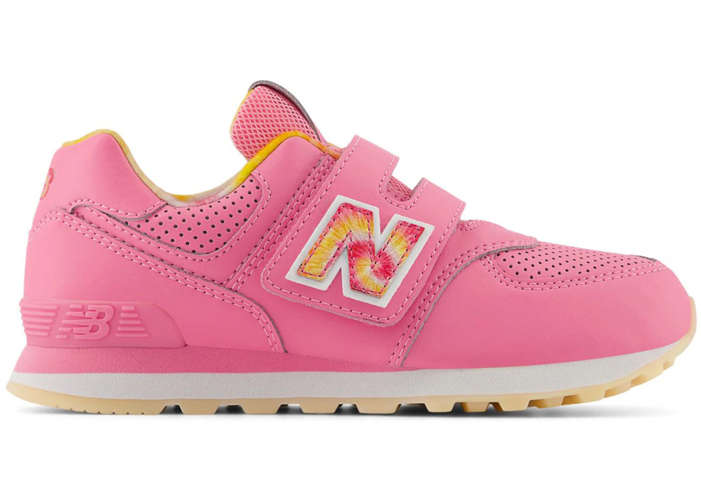 New Balance 574 Hook and Loop Signal Pink Clementine Tie-Dye
