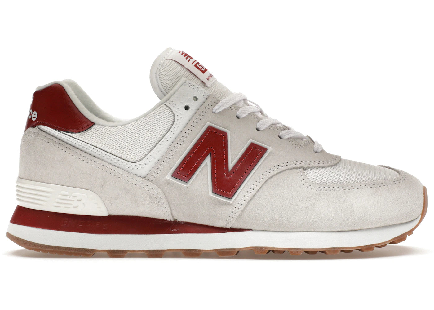 New Balance 574-White Red Gum