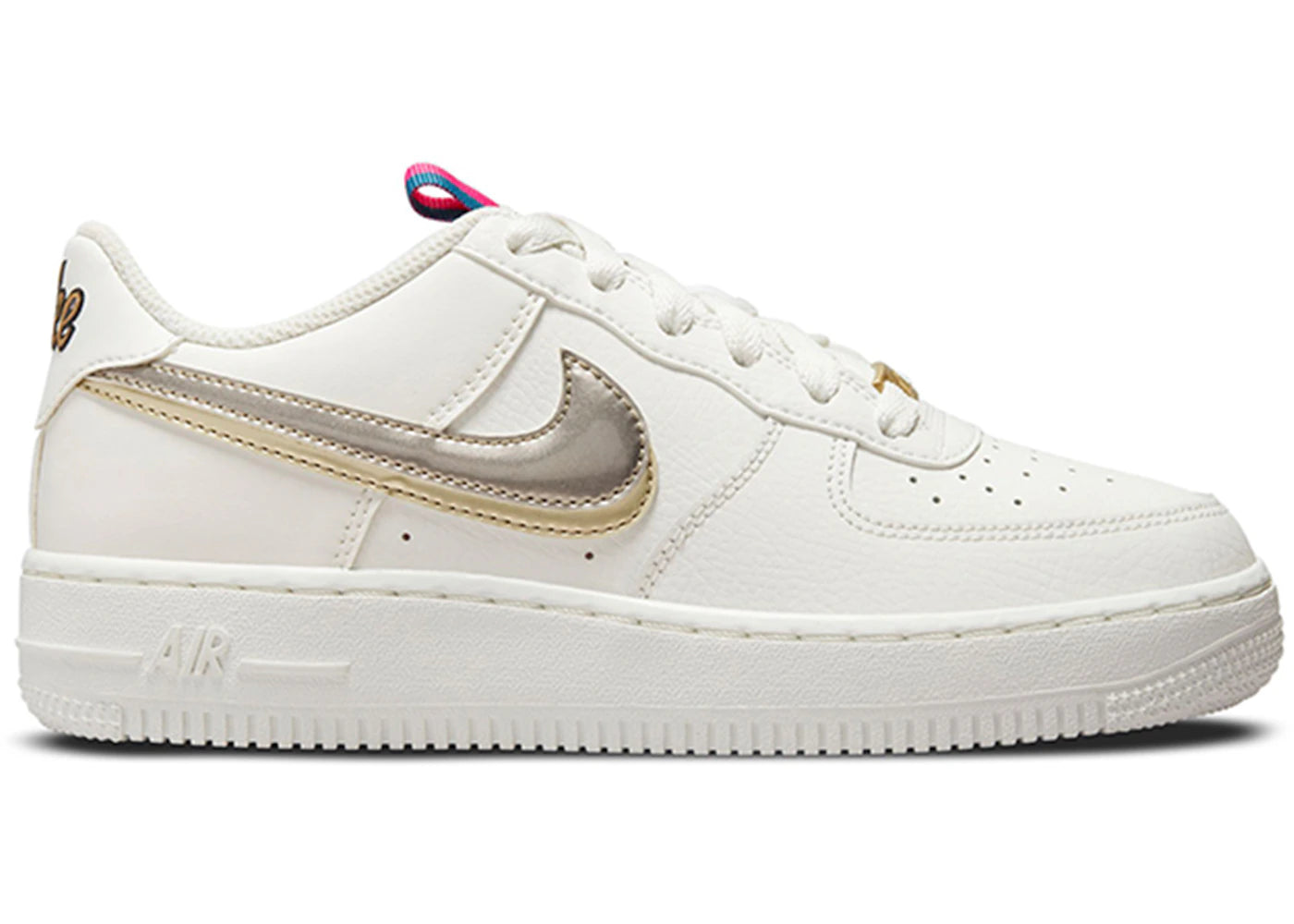 Nike Air Force 1 LV8-Double Swoosh Silver Gold (GS)