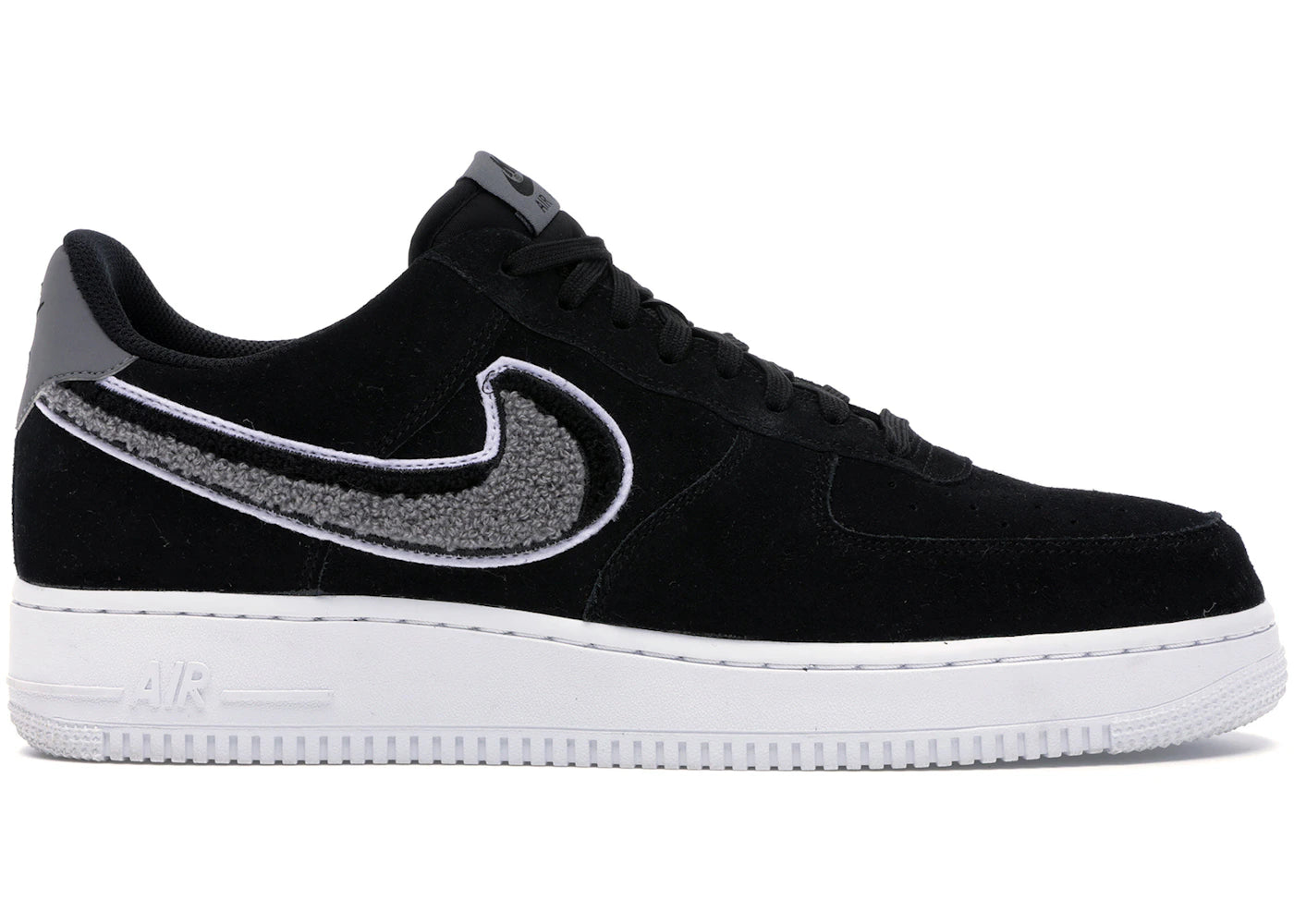 Nike Air Force 1 Low-3D Chenille Swoosh Black Cool Grey