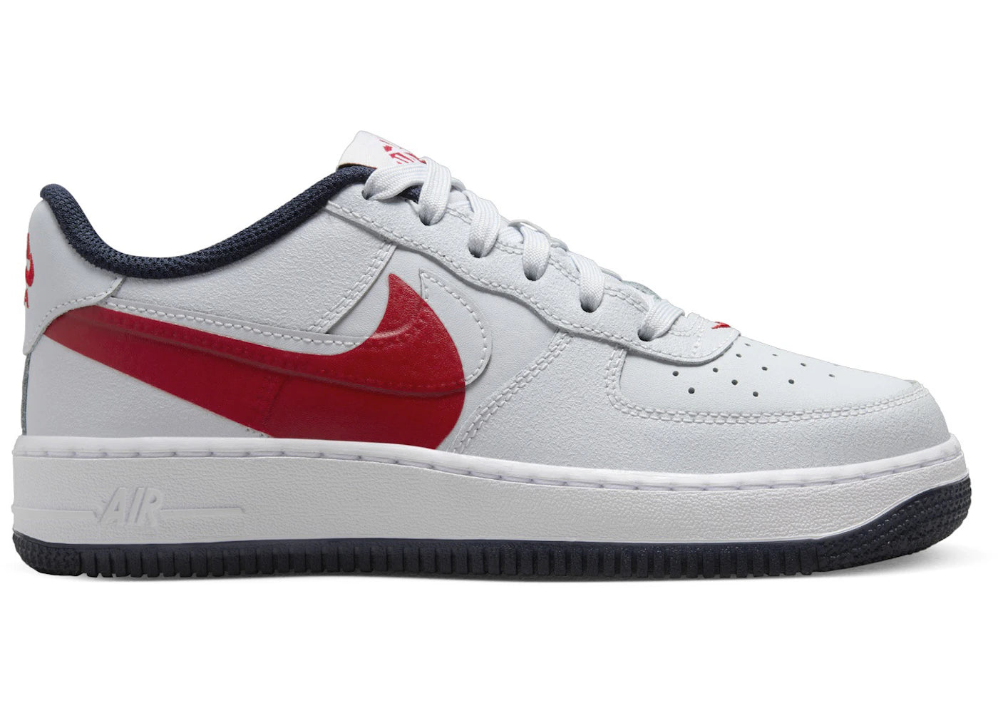 Nike Air Force 1 Low LV8 4-Pure Platinum University Red Obsidian (GS)