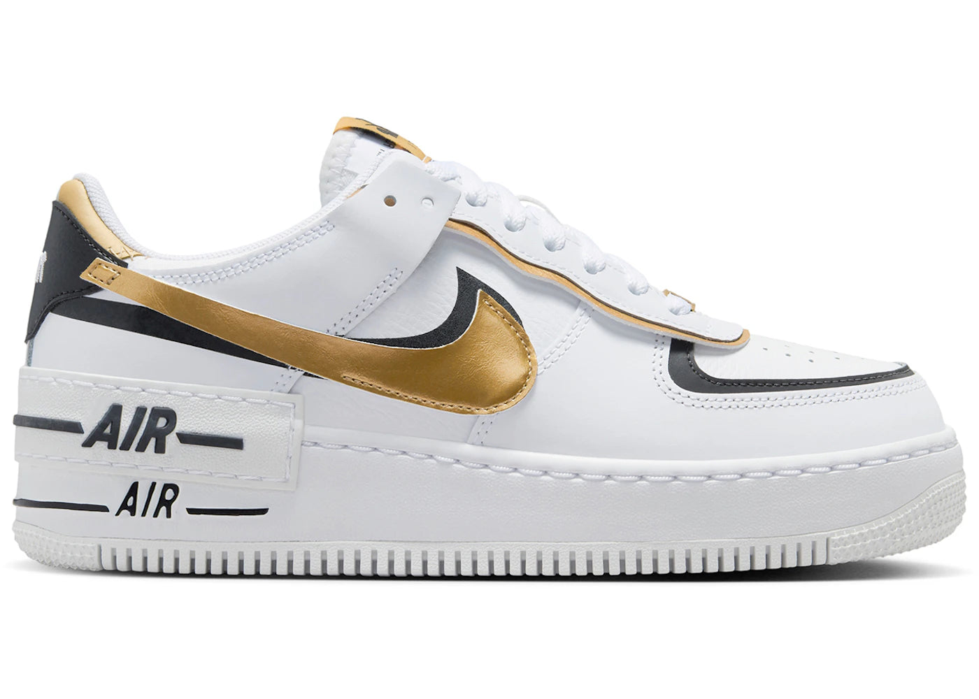 Nike Air Force 1 Low Shadow White Black Metallic Gold