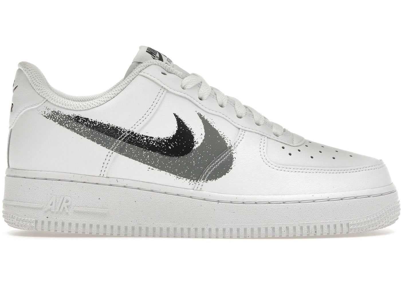 Nike Air Force 1 Low '07 - Swoosh effet peinture - Blanc Noir Gris