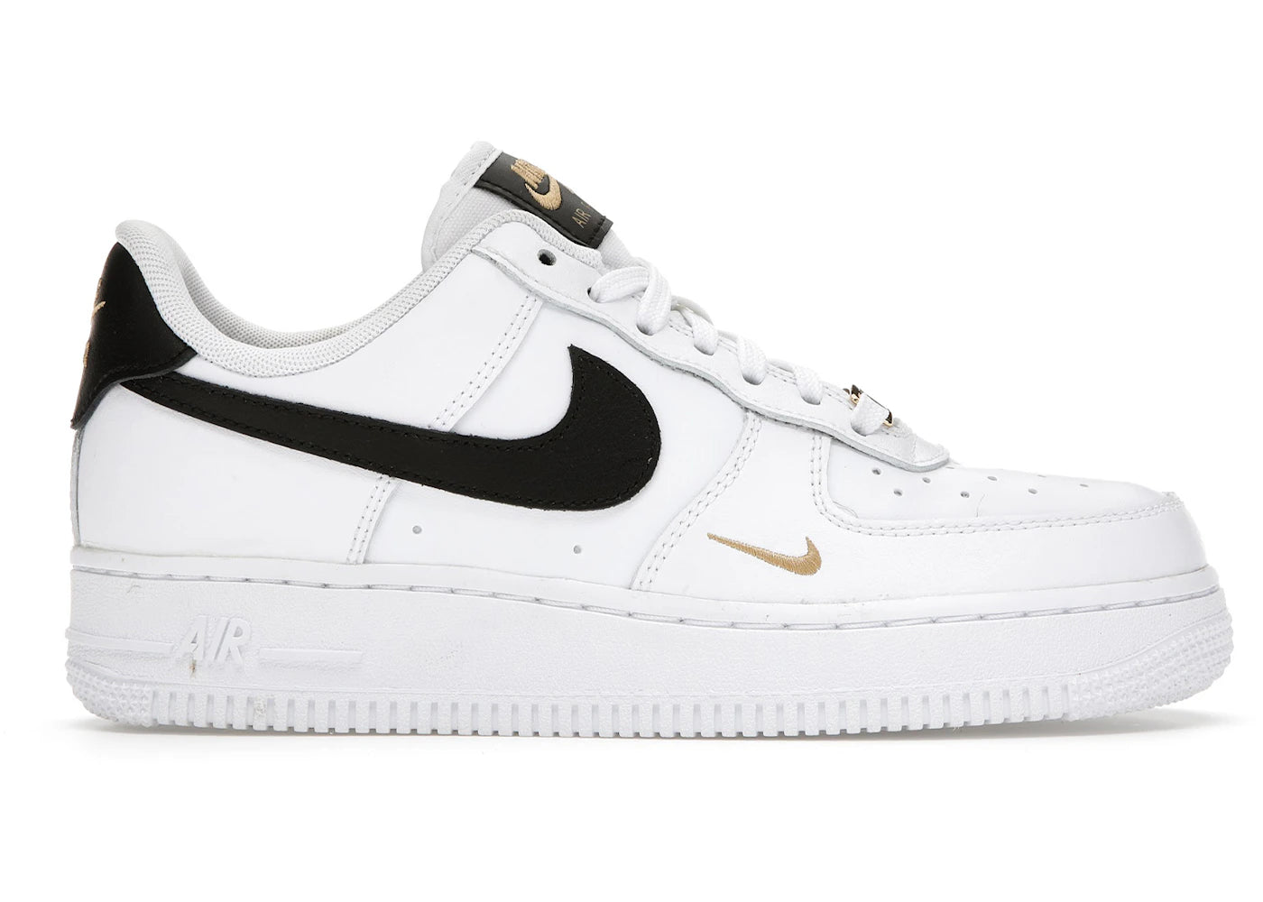 Nike Air Force 1 Low '07 Essential-White Black Gold Mini Swoosh (Women's)