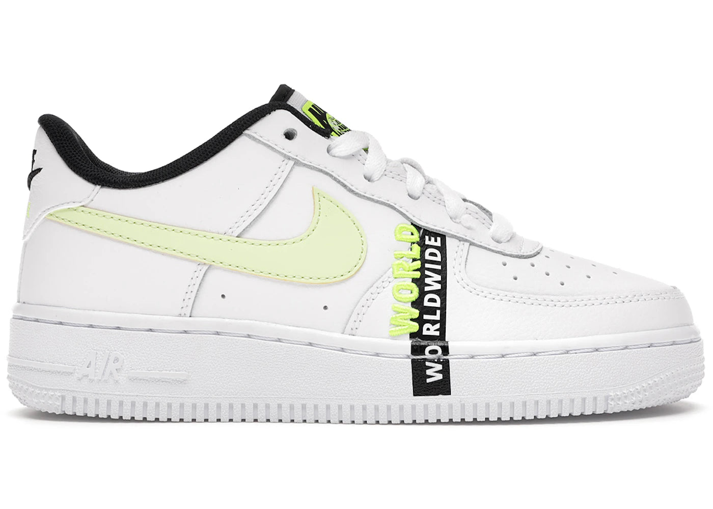 Nike Air Force 1 Low-Worldwide White Barely Volt (GS)