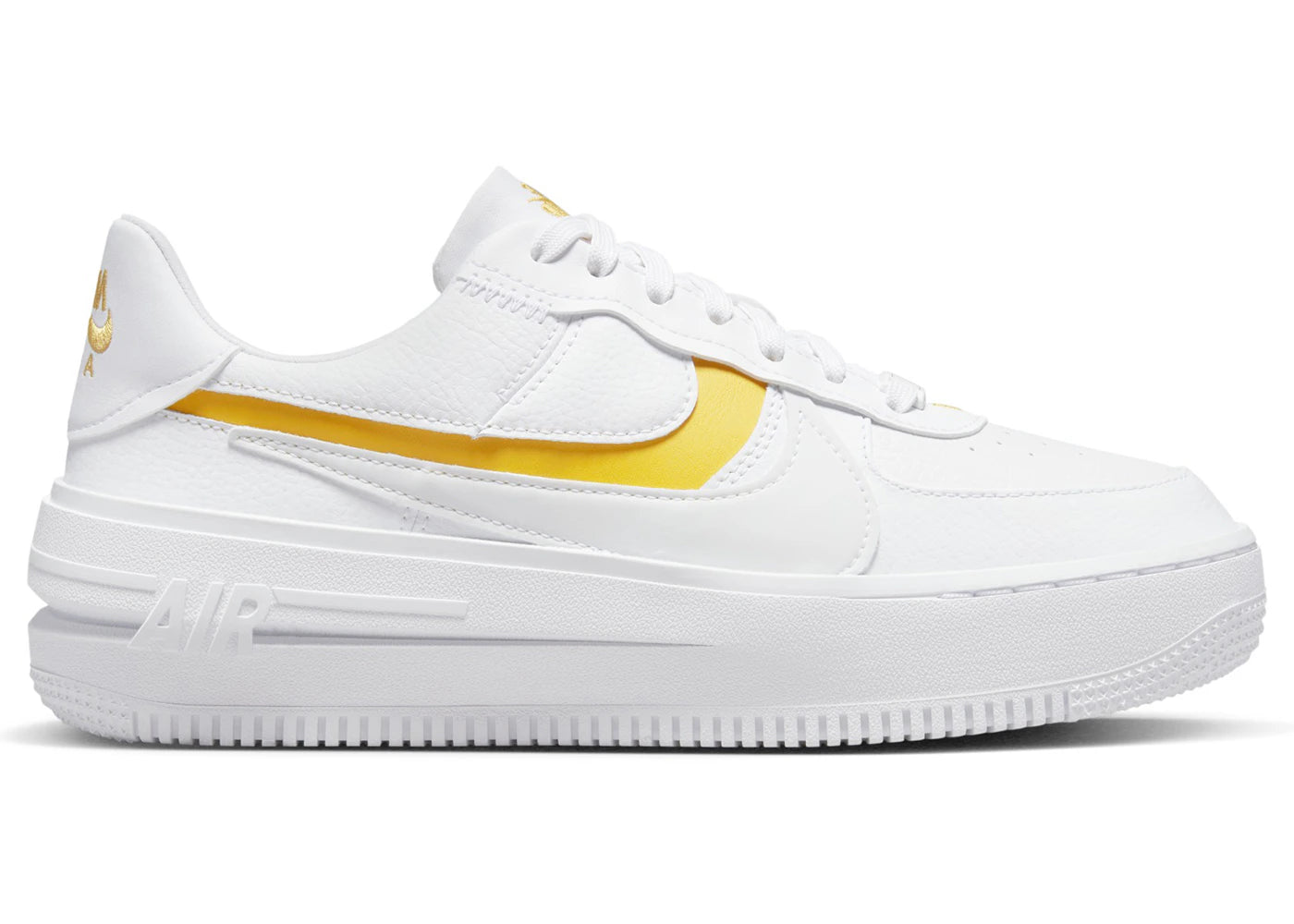 Nike Air Force 1 PLT.AF.ORM-White Yellow Ochre (Women's)
