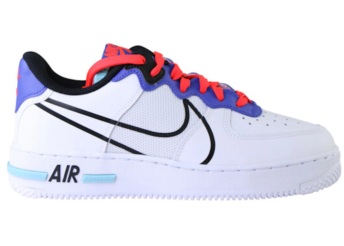 Nike Air Force 1 React-White Astronomy Blue Laser Crimson (GS)
