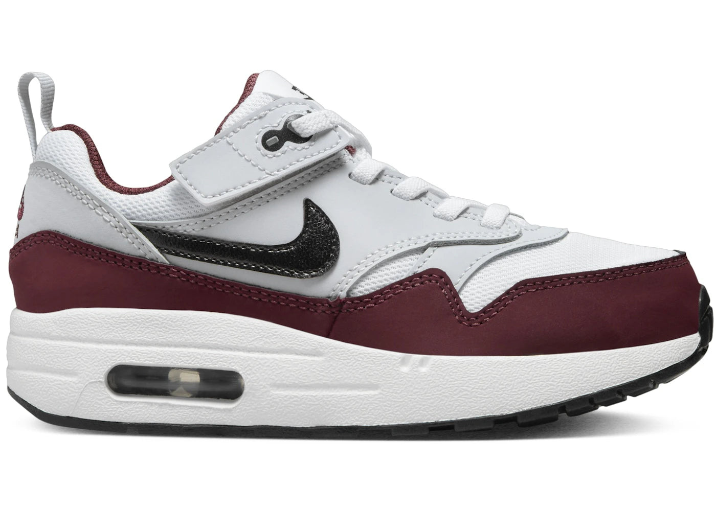 Nike Air Max 1 EasyOn White Dark Team Red Heather Pure Platinum Black