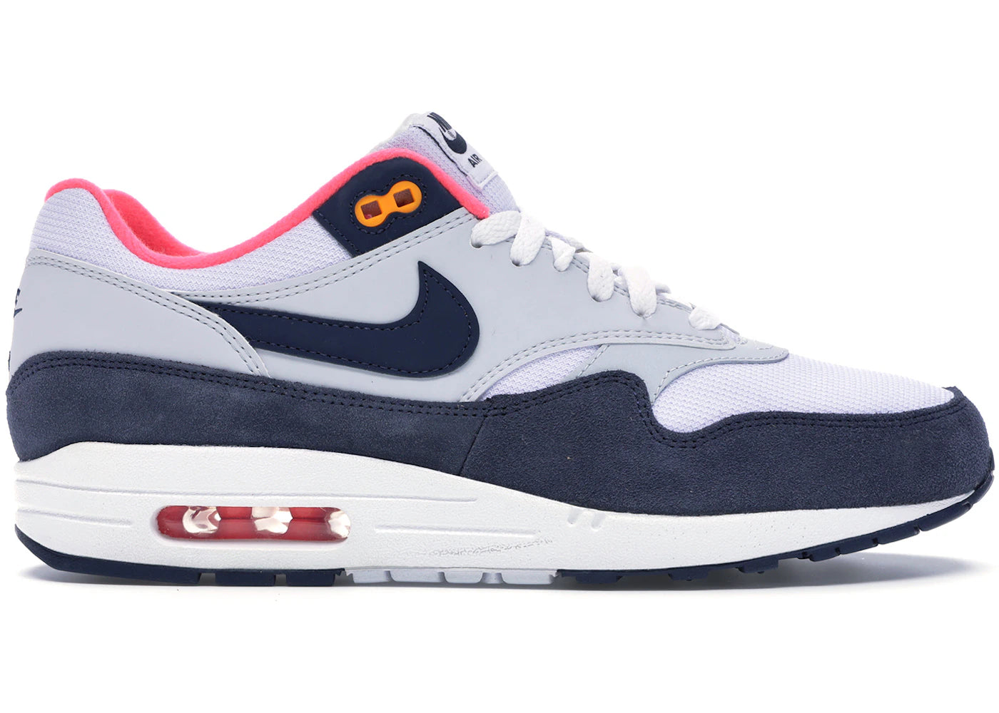 Nike Air Max 1-Pure Platinum Midnight Navy Racer Pink (Women's)