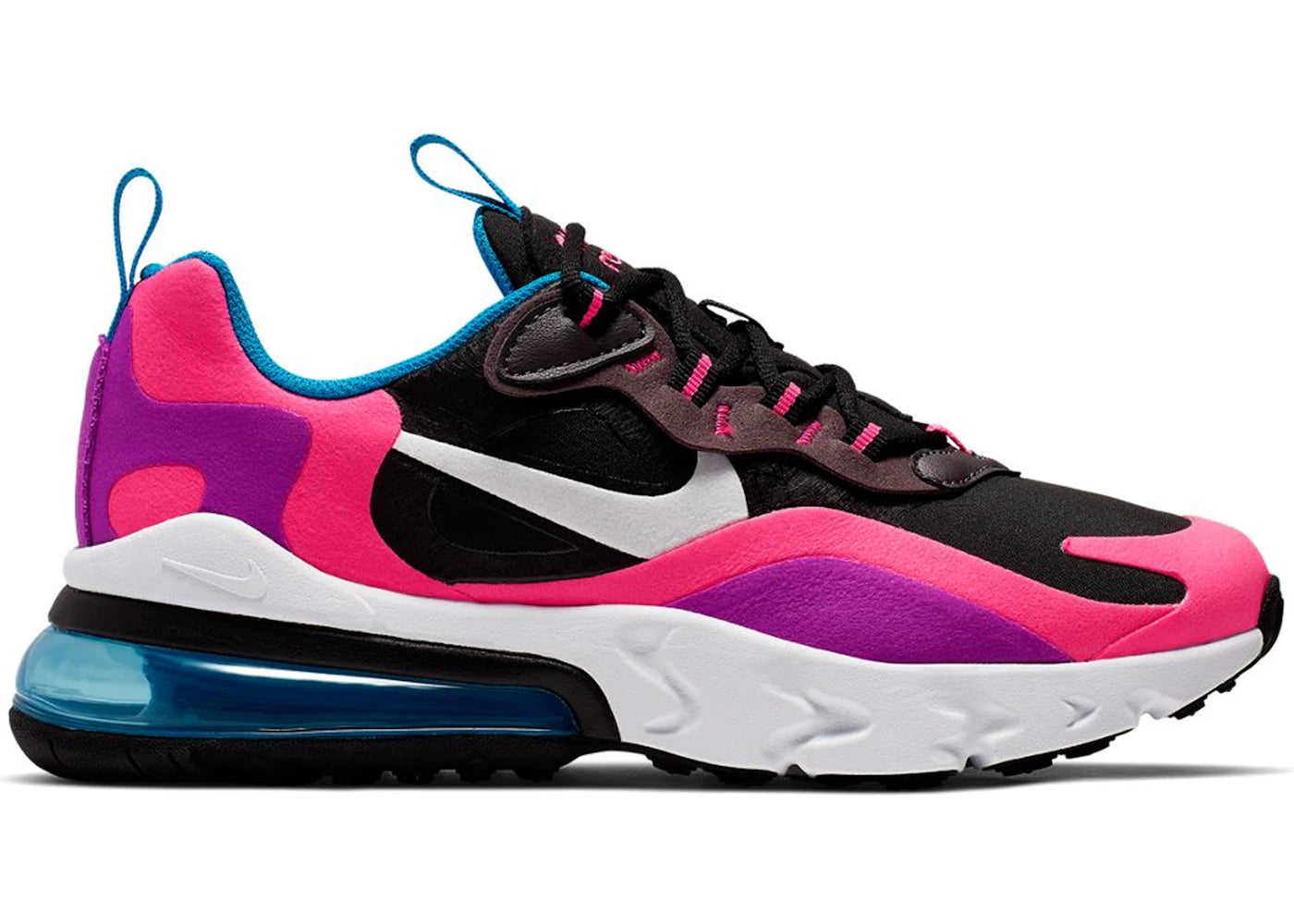 Nike Air Max 270 React - Noir, Rose Hyper, Violet Vif (GS)