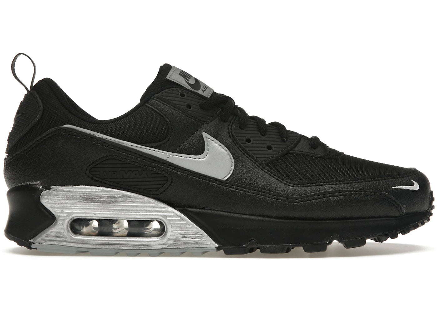 Nike Air Max 90-Black Metallic Silver Mini Swoosh