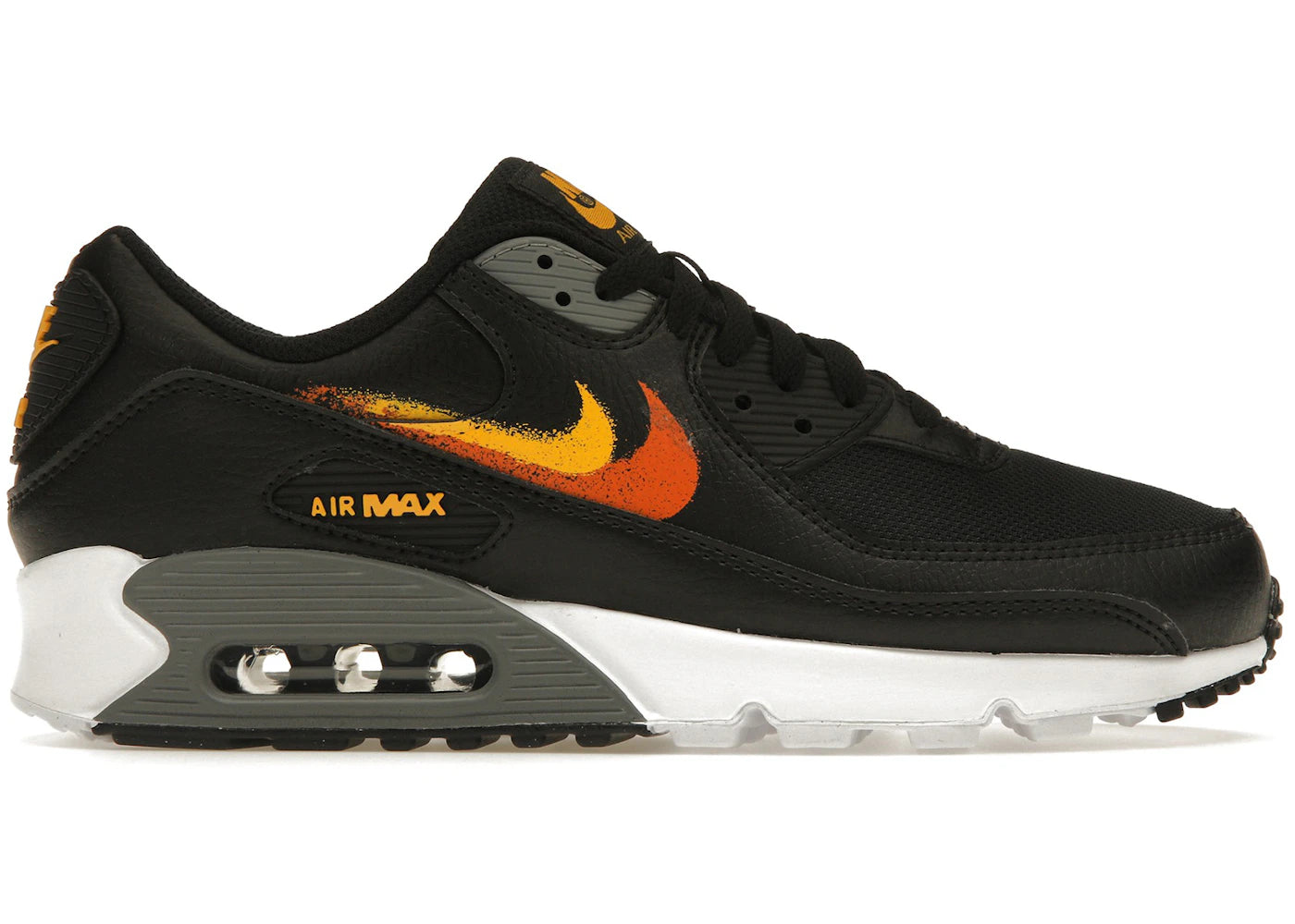 Nike Air Max 90-Spray Paint Swoosh Black University Gold