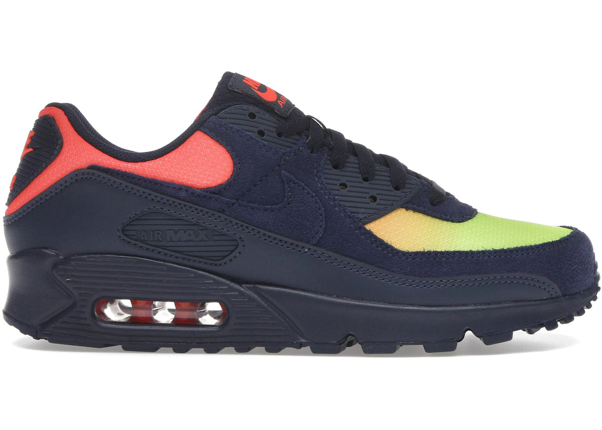 Nike Air Max 90 Blackened Blue Lemon Venom Hyper Crimson Gradient - main view