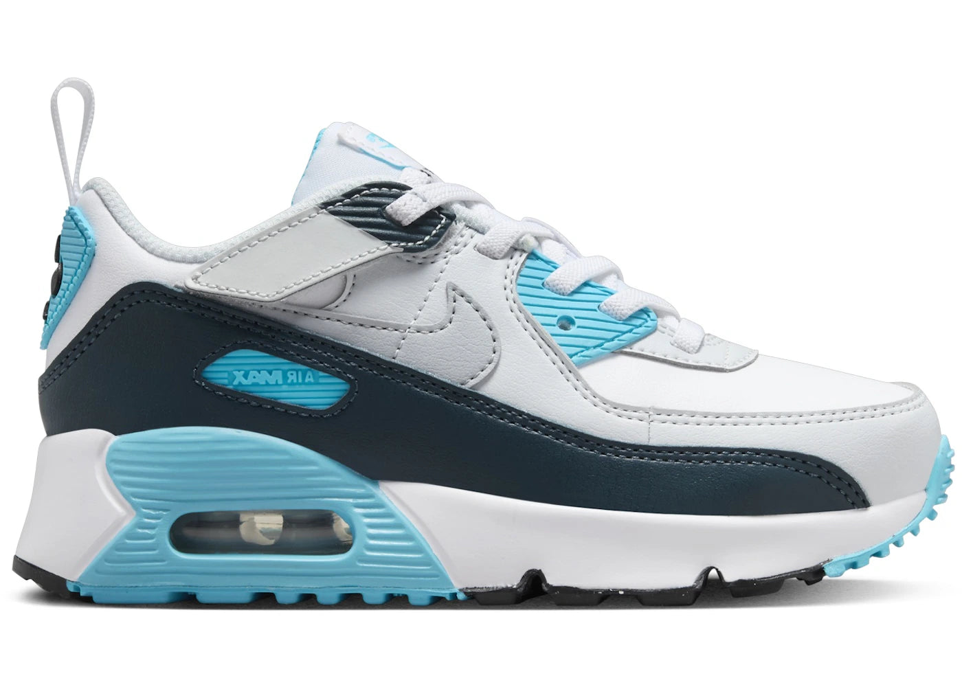 Nike Air Max 90 EasyOn-White Baltic Blue Armory Navy Wolf Grey (PS)
