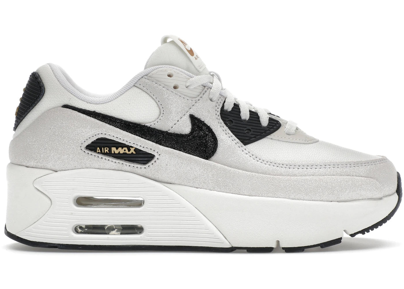 Nike Air Max 90 LV8-White Metallic Gold Black (Women's)
