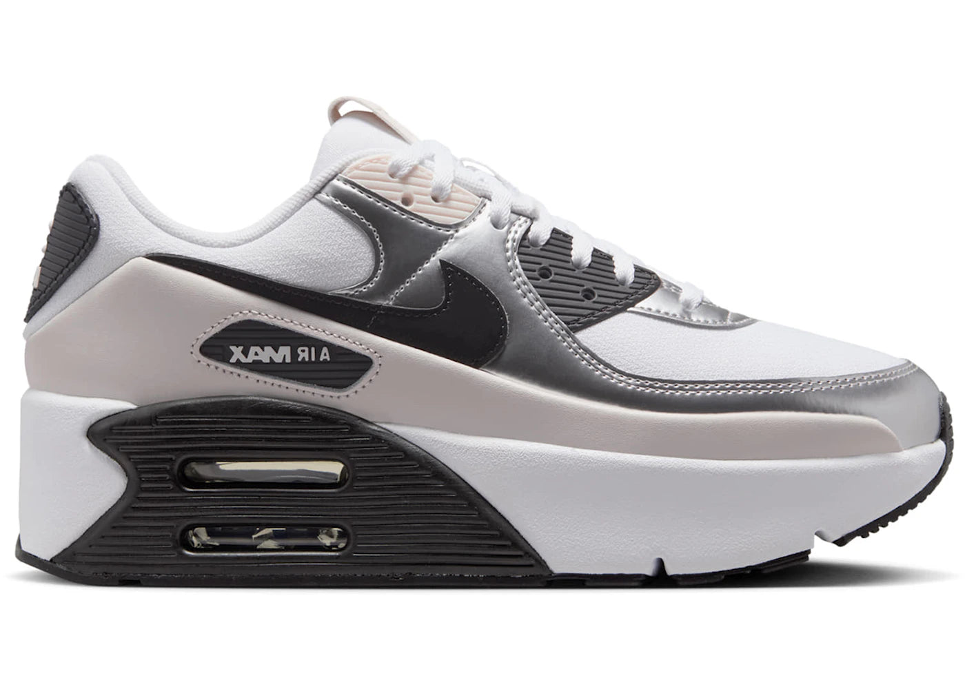 Nike Air Max 90 LV8-White Phantom Metallic Silver Black (Women's)