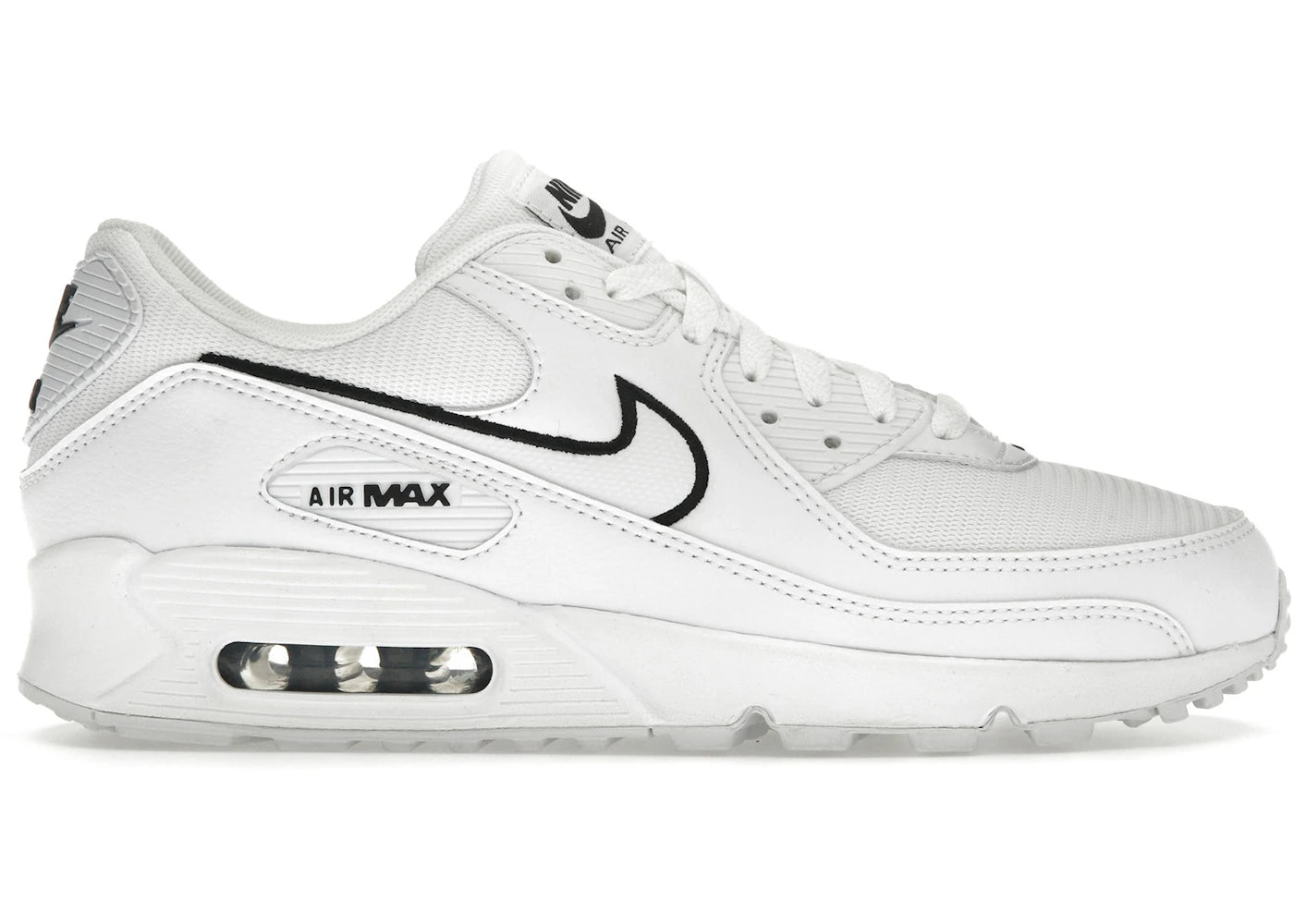 Nike Air Max 90-White Black Outlined Swoosh