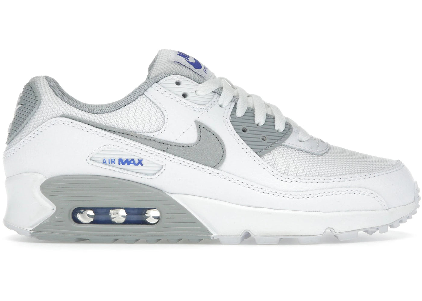 Nike Air Max 90-White Racer Blue Light Smoke Grey